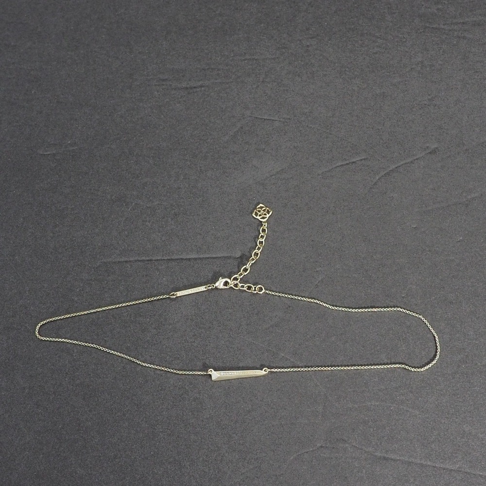 Kendra Scott Elliot Necklace Gold Tone Bar Pendant Pave Delicate Minimalist Chic
